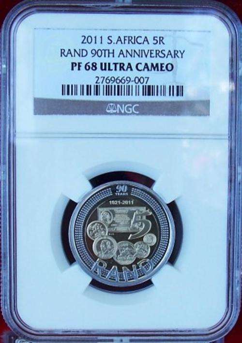 *** Proof *** 2011 SARB 90th Anniversary R5 NGC PROOF PF 68 Ultra Cameo